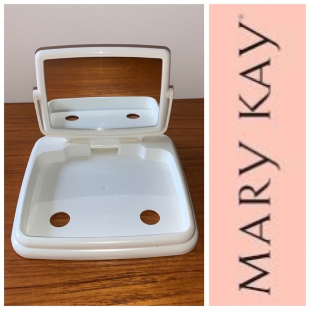 Mary Kay white tray/stand and compact mirror.